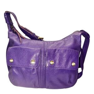 RARE *Not Rational* (Eugenia) Purple‎ Pebbled Genuine Leather HOBO Bag -EUC